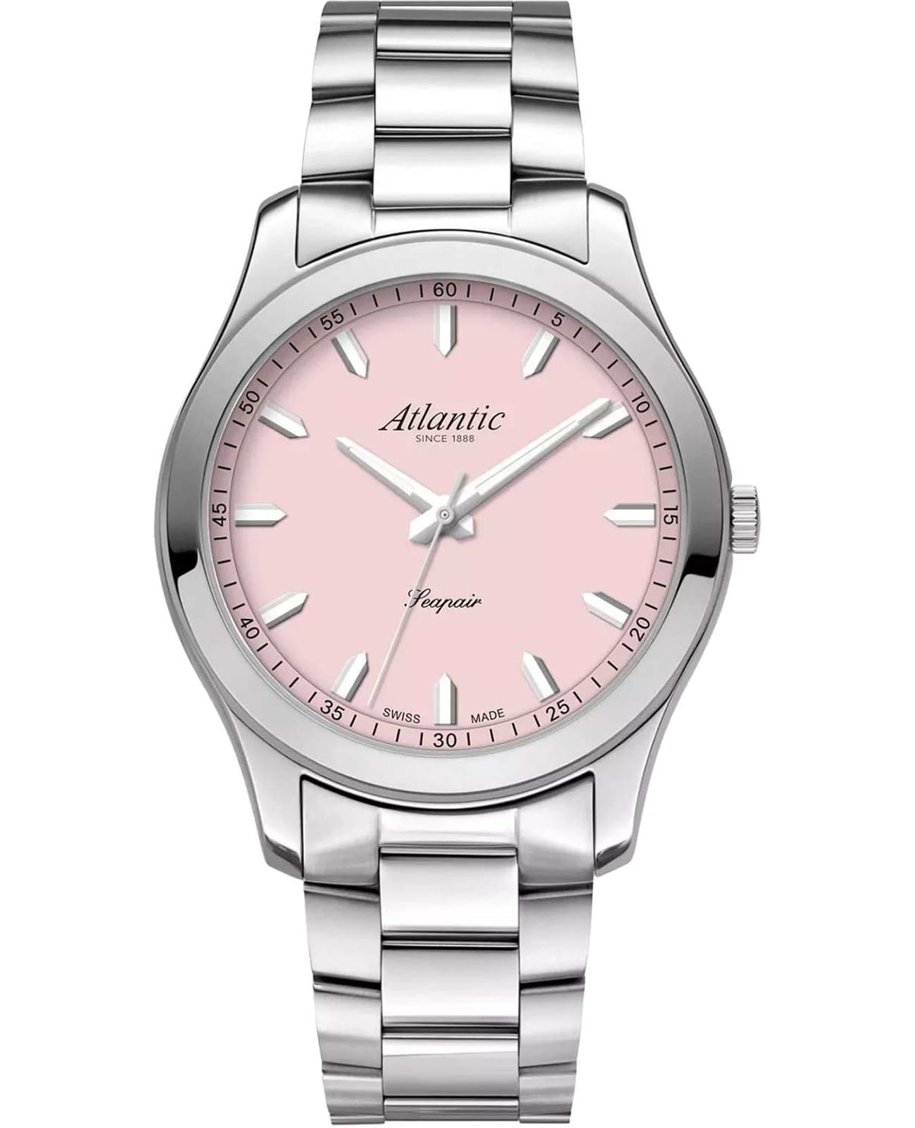 Atlantic Atlantic Seapair 20335.41.91PK  20335.41.91PK кварцевые женские часы розовый циферблат, браслет нержавеющая сталь — вид спереди